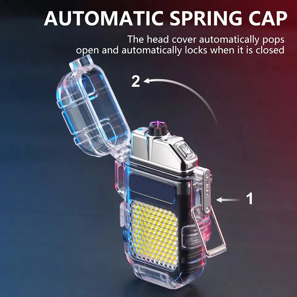 Electric Torch Transparent Waterproof Lighter Plasma Dual ARC Windproof Light