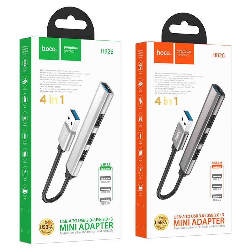 Hoco USB hub 4-in-1 “HB26” USB3.0+USB2.0*3